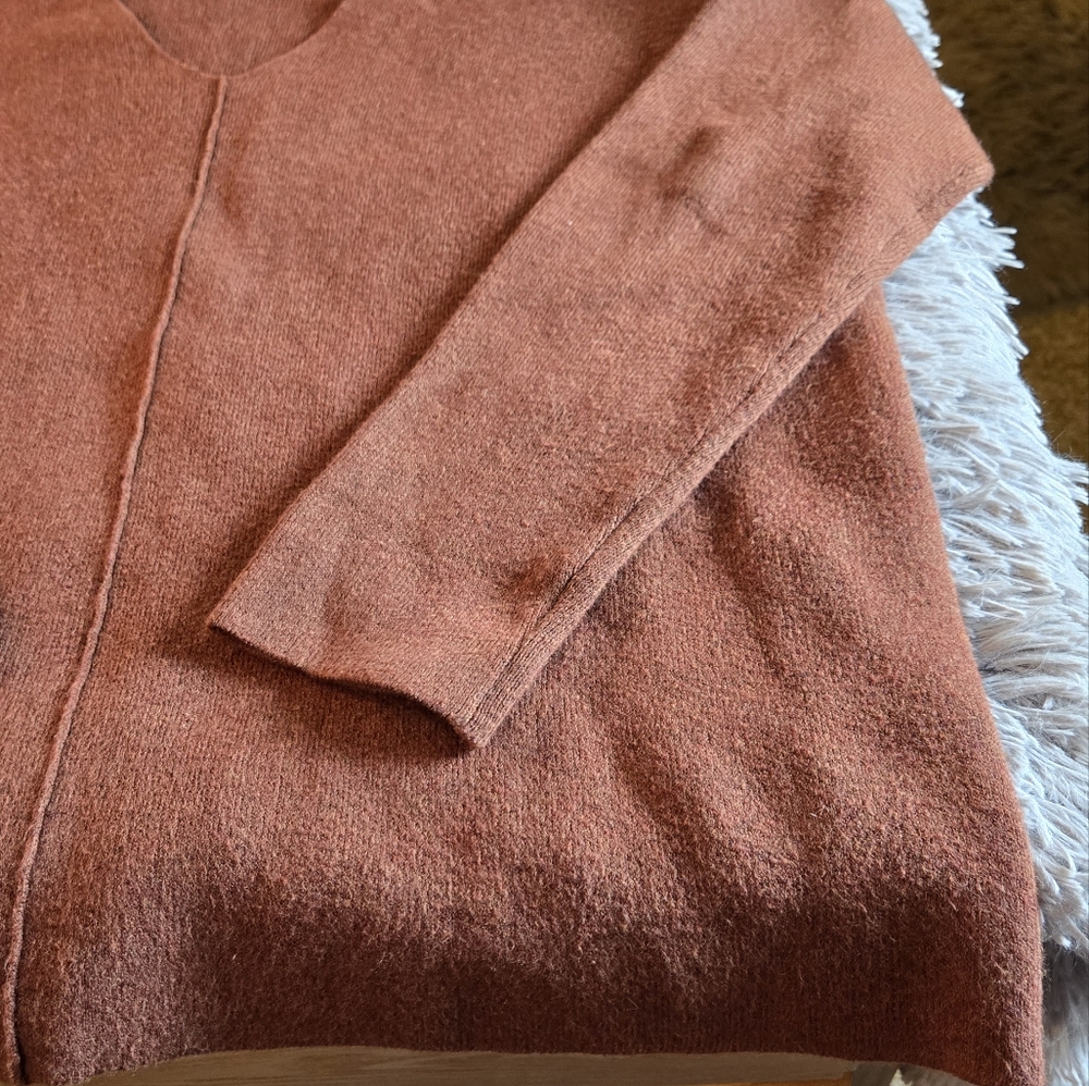 J.Jill Rust Color V Neck Sweater Size Med - Picture 6 of 16